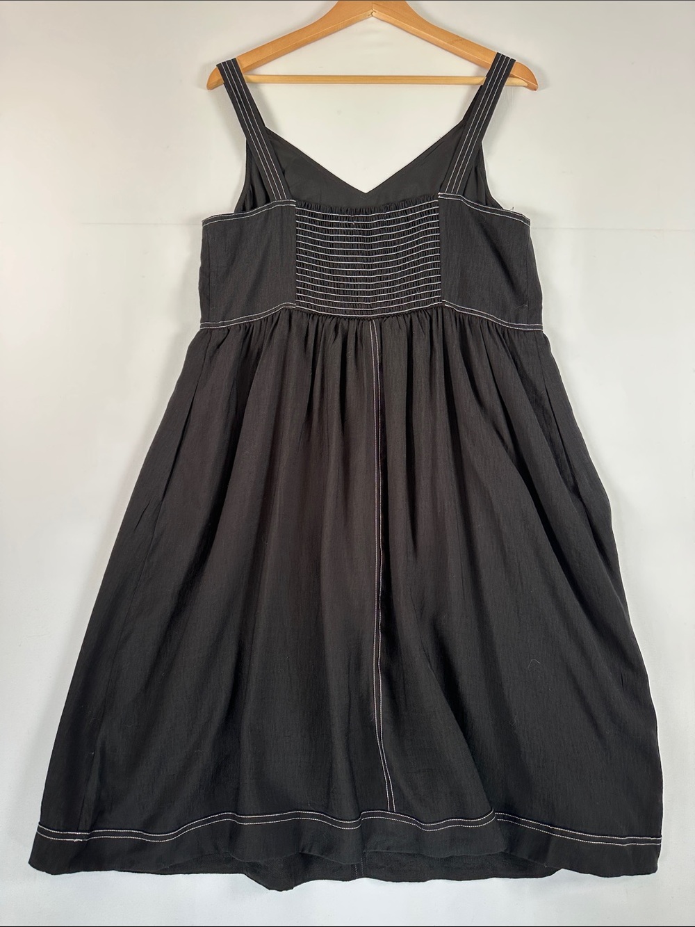 Ricki’s Black Midi Dress Contrast Stitch Sleeveless Fit Flare Utility Size L - Picture 7 of 9